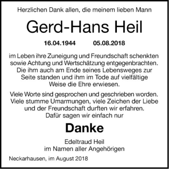 Traueranzeige von Gerd-Hans Heil von Mannheimer Morgen