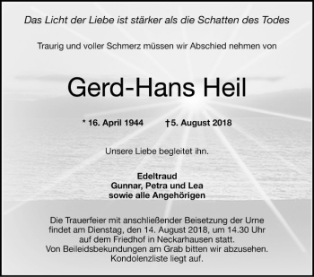 Traueranzeige von Gerd-Hans Heil von Mannheimer Morgen