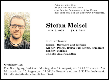 Traueranzeige von Stefan Meisel von Fränkische Nachrichten