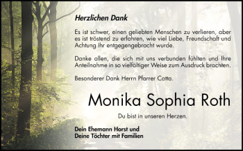 Traueranzeige von Monika Sophia Roth von Bergsträßer Anzeiger
