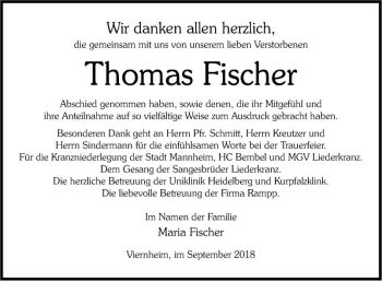 Traueranzeige von Thomas Fischer von Südhessen Morgen