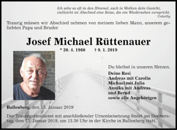 Traueranzeige von Josef Michael Rüttenauer von Fränkische Nachrichten