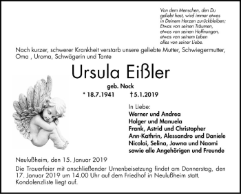 Traueranzeige von Ursula Eißler von Schwetzinger Zeitung