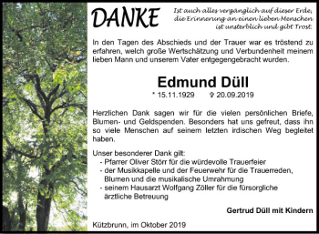 Traueranzeige von Edmund Düll von Fränkische Nachrichten