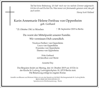 Traueranzeige von Karin Annemarie Helene von Oppermann von Mannheimer Morgen