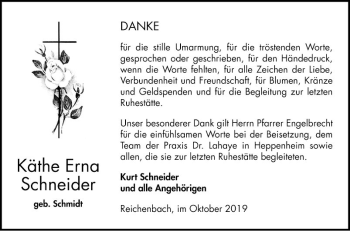 Traueranzeige von Käthe Erna Schneider von Bergsträßer Anzeiger