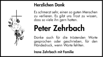 Traueranzeige von Peter Zehrbach von Mannheimer Morgen