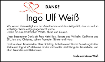 Traueranzeige von Ingo Ulf Weiß von Schwetzinger Zeitung