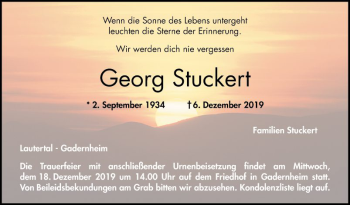 Traueranzeige von Georg Stuckert von Bergsträßer Anzeiger