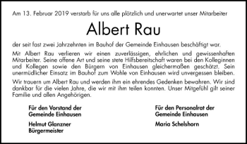 Traueranzeige von Albert Rau von Bergsträßer Anzeiger