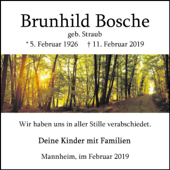 Traueranzeige von Brunhild Bosche von Mannheimer Morgen