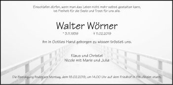 Traueranzeige von Walter Wörner von Schwetzinger Zeitung