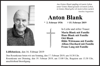 Traueranzeige von Anton Blank 