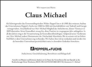 Traueranzeige von Claus Michael von Mannheimer Morgen