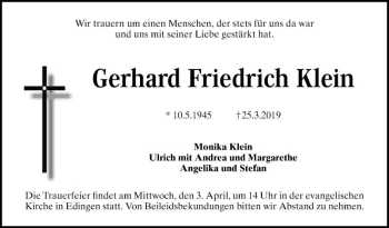 Traueranzeige von Gerhard Friedrich Klein von Mannheimer Morgen