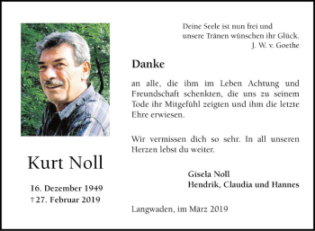 Traueranzeige von Kurt Noll von Bergsträßer Anzeiger