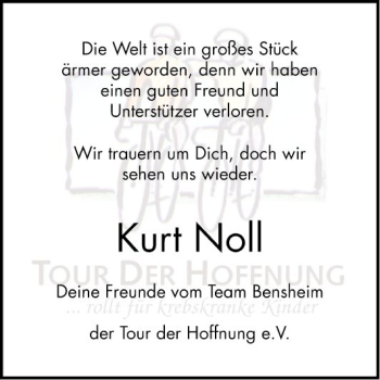 Traueranzeige von Kurt Noll von Bergsträßer Anzeiger