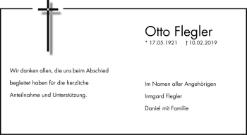 Traueranzeige von Otto Flegler von Mannheimer Morgen