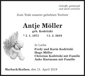 Traueranzeige von Antje Möller von Fränkische Nachrichten