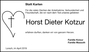 Traueranzeige von Horst Dieter Kotzur von Bergsträßer Anzeiger