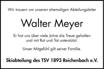 Traueranzeige von Walter Meyer von Bergsträßer Anzeiger