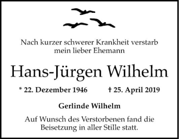 Traueranzeige von Hans-Jürgen Wilhelm von Mannheimer Morgen