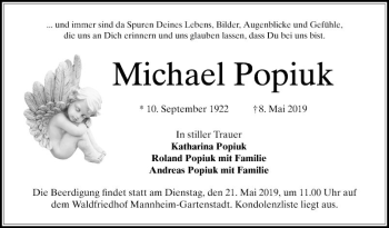 Traueranzeige von Michael Popiuk von Mannheimer Morgen