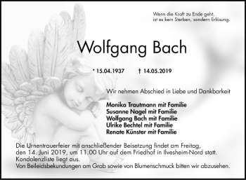 Traueranzeige von Wolfgang Bach von Mannheimer Morgen