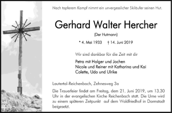 Traueranzeige von Gerhard Walter Hercher von Bergsträßer Anzeiger