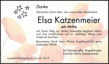 Traueranzeige von Elsa Katzenmeier von Bergsträßer Anzeiger