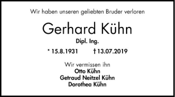 Traueranzeige von Gerhard Kühn von Mannheimer Morgen