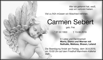 Traueranzeige von Carmen Sebert von Mannheimer Morgen