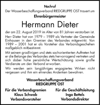 Traueranzeige von Hermann Dieter von Bergsträßer Anzeiger