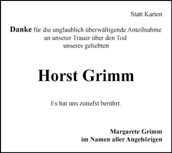 Traueranzeige von Horst Grimm von Mannheimer Morgen