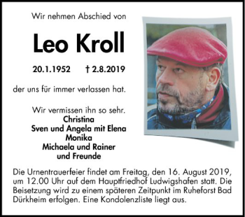 Traueranzeige von Leo Kroll von Mannheimer Morgen