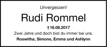 Traueranzeige von Rudi Rommel von Mannheimer Morgen