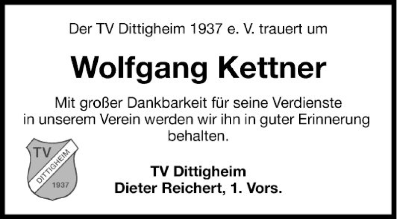  Traueranzeige für Wolfgang Kettner vom 22.08.2019 aus Fränkische Nachrichten