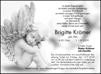 Traueranzeige von Brigitte Krämer von Mannheimer Morgen