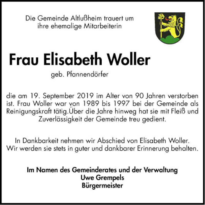  Traueranzeige für Elisabeth Wohler vom 28.09.2019 aus Schwetzinger Zeitung