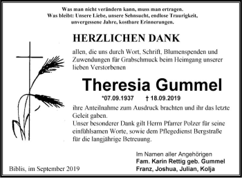 Traueranzeige von Theresia Gummel von Südhessen Morgen