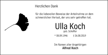 Traueranzeige von Ulla Koch von Bergsträßer Anzeiger