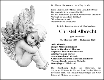 Traueranzeige von Christel Albrecht von Mannheimer Morgen