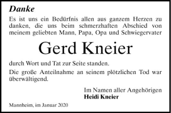 Traueranzeige von Gerd Kneier von Mannheimer Morgen