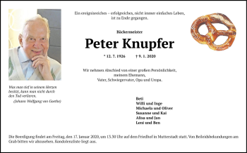 Traueranzeige von Peter Knupfer von Mannheimer Morgen