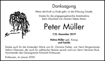 Traueranzeige von Peter Müller von Bergsträßer Anzeiger