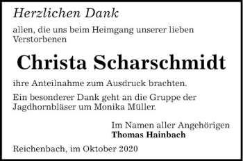 Traueranzeige von Christa Scharschmidt von Bergsträßer Anzeiger