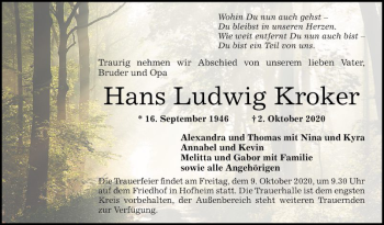 Traueranzeige von Hans Ludwig Kroker von Bergsträßer Anzeiger