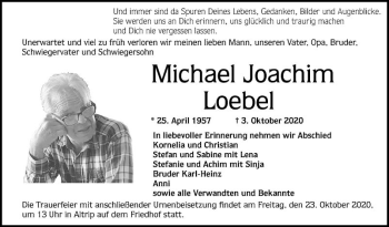 Traueranzeige von Michael Joachim Loebel von Mannheimer Morgen