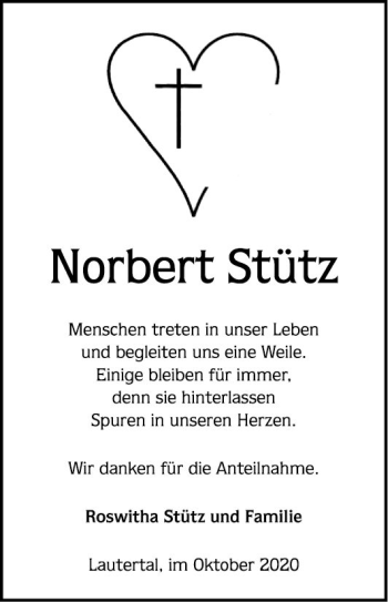 Traueranzeige von Norbert Stütz von Bergsträßer Anzeiger