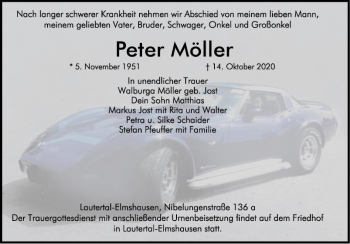 Traueranzeige von Peter Möller von Bergsträßer Anzeiger